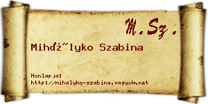 Mihályko Szabina névjegykártya